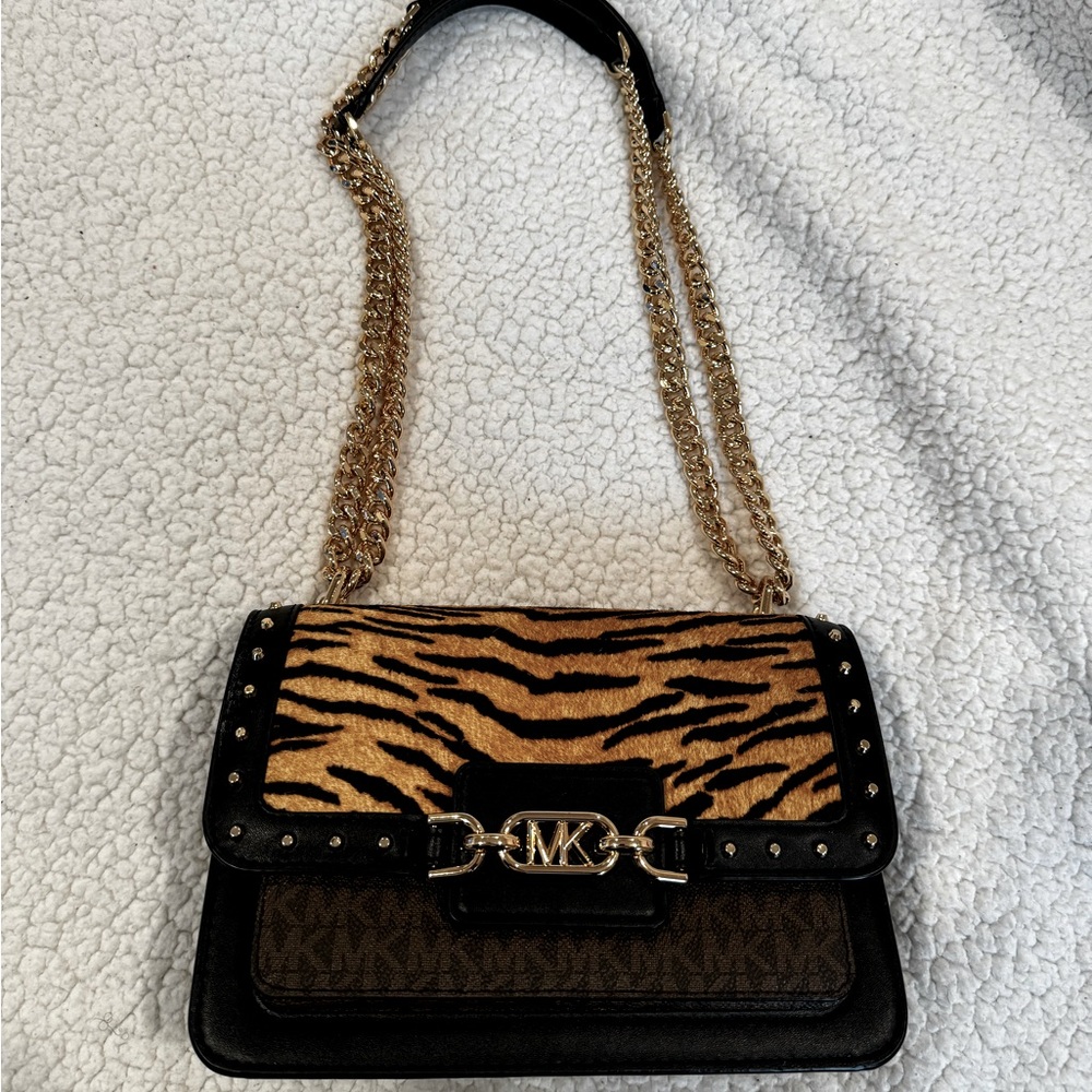 Michael Kors logo calf hair heather shoulder bag,